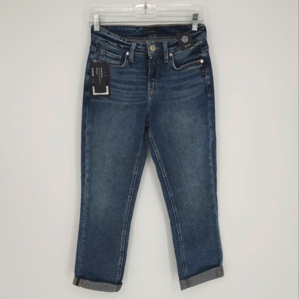 Silver NWT Suki Curvy Fit Mid Rise Capri Jean Indigo W27 L23.5